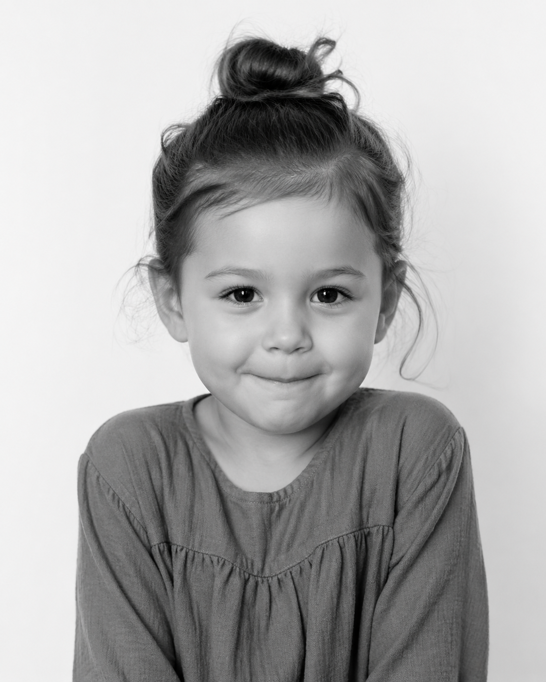 Before — child with a shy closed-mouth smile